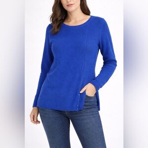 Habitat Cobalt Blue Knit Sweater Women’s Small Button Hem Crew Neck